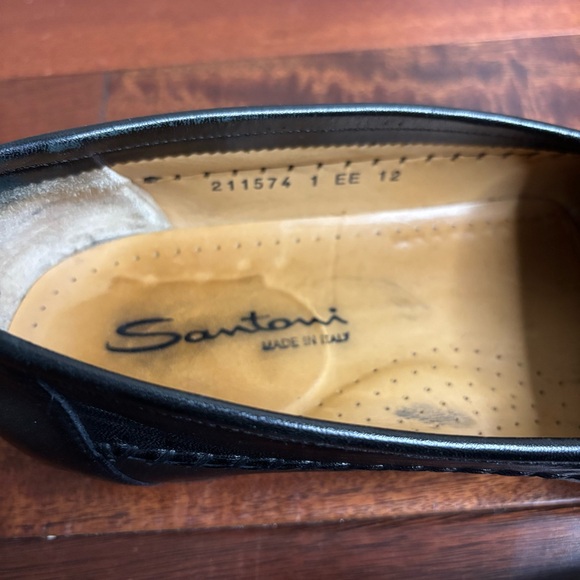 Santoni sz 12 EE Italian Leather Tassel Loafers Black - Picture 6 of 7